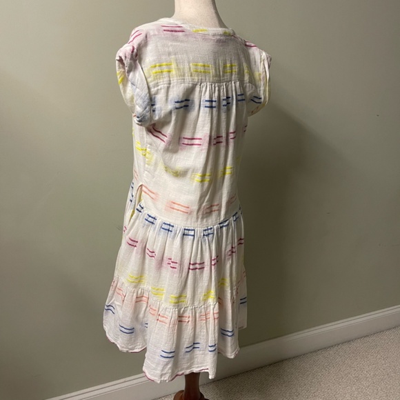 Oliphant White with Colorful Embroidery V-Neck Dress - Size M - Picture 5 of 11